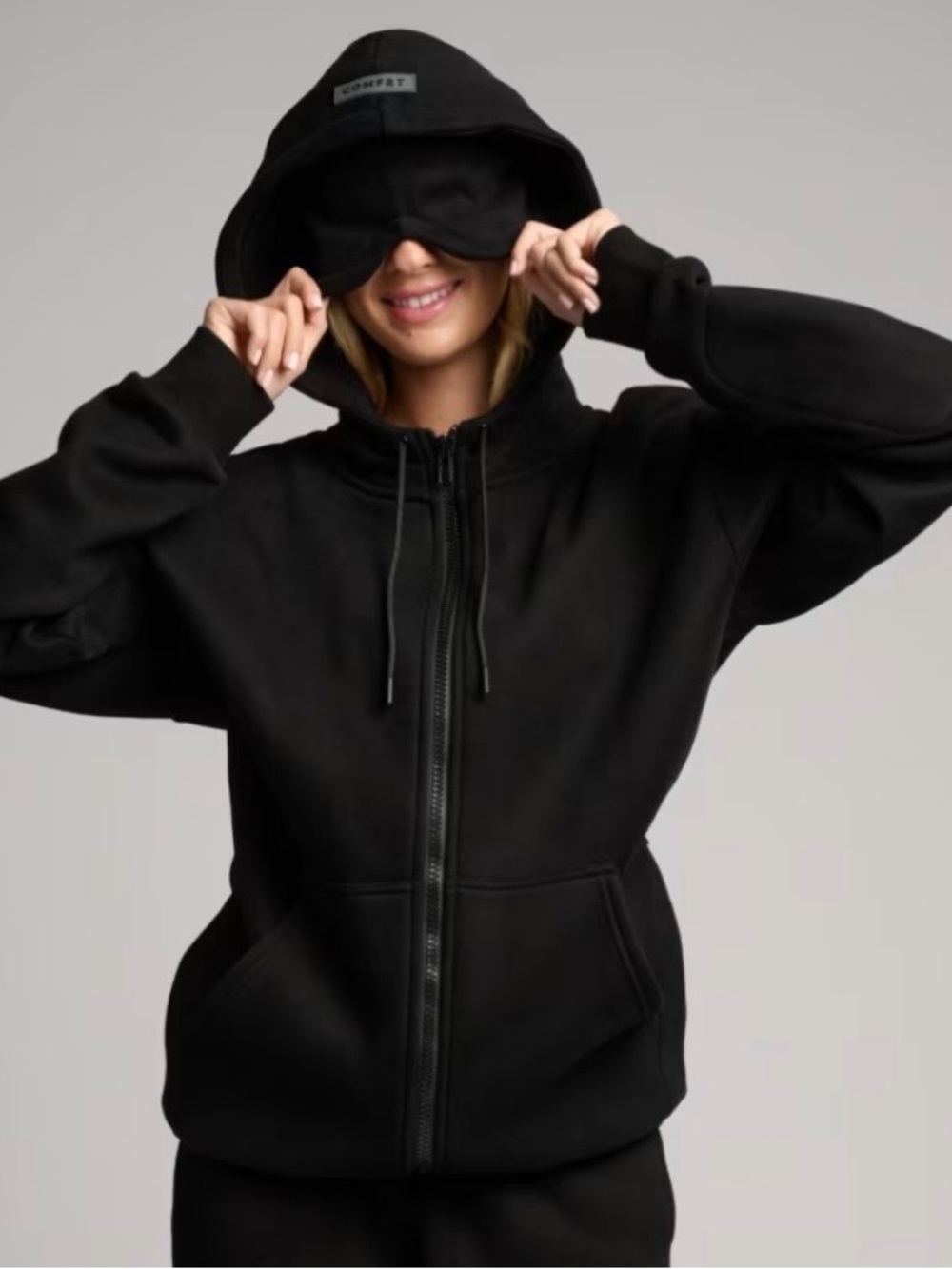 Comfort Zip-Up Hoodie Jacket - Black